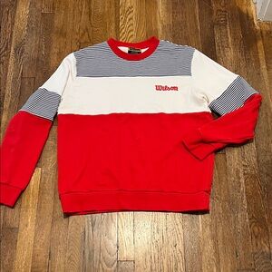 Wilson Men's Red and White Crewneck Sweater